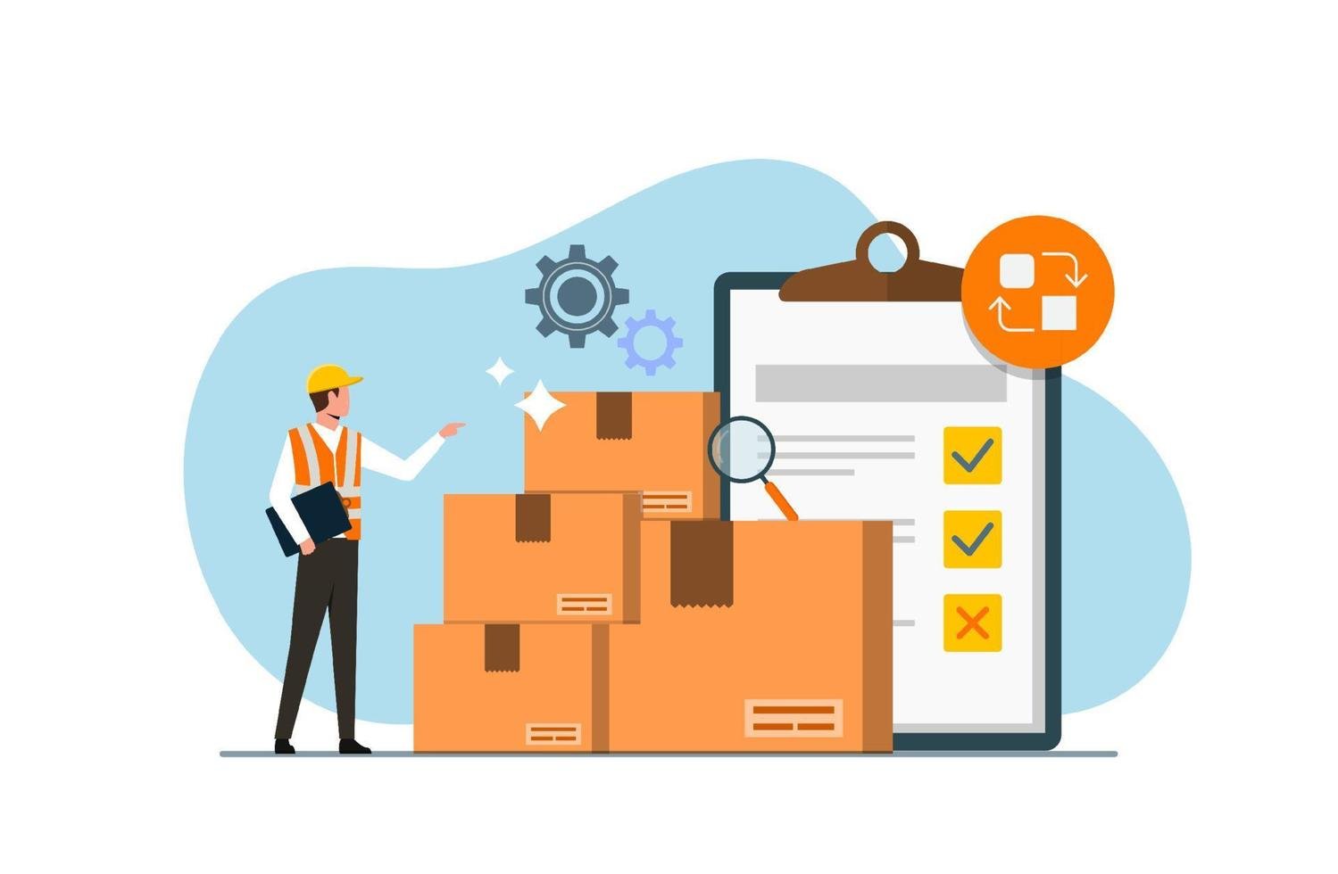 inventory-control-system-concept-professional-manager-checking-goods-and-stock-supply-inventory-management-with-goods-demand-vector